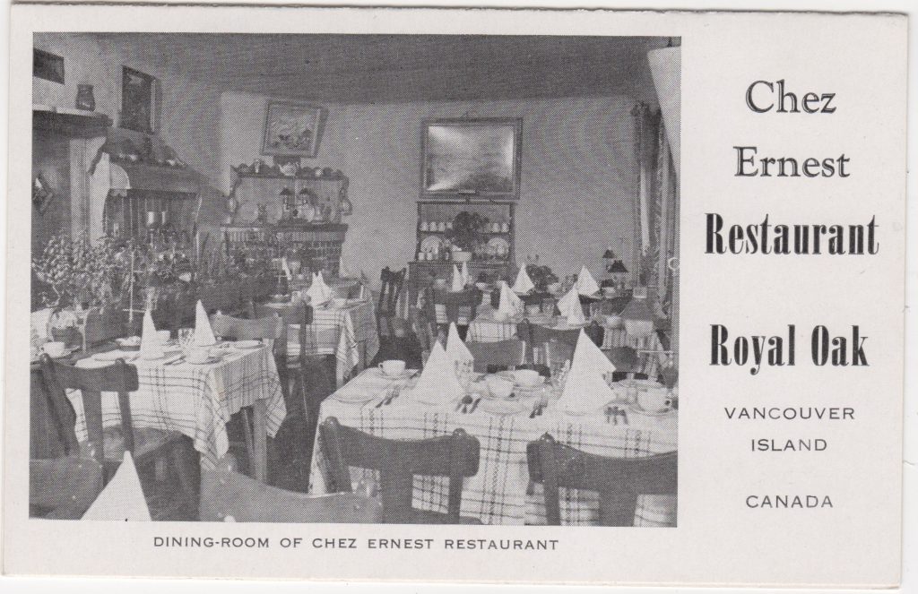 Restaurant Chez Ernest Restaurant, Royal Oak, Victoria; ca. années 1950 (SHFCB 2016.02.79)